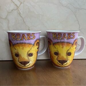 Dunoon Jane Brookshaw Teddy Bear Stoneware Mug Set of 2